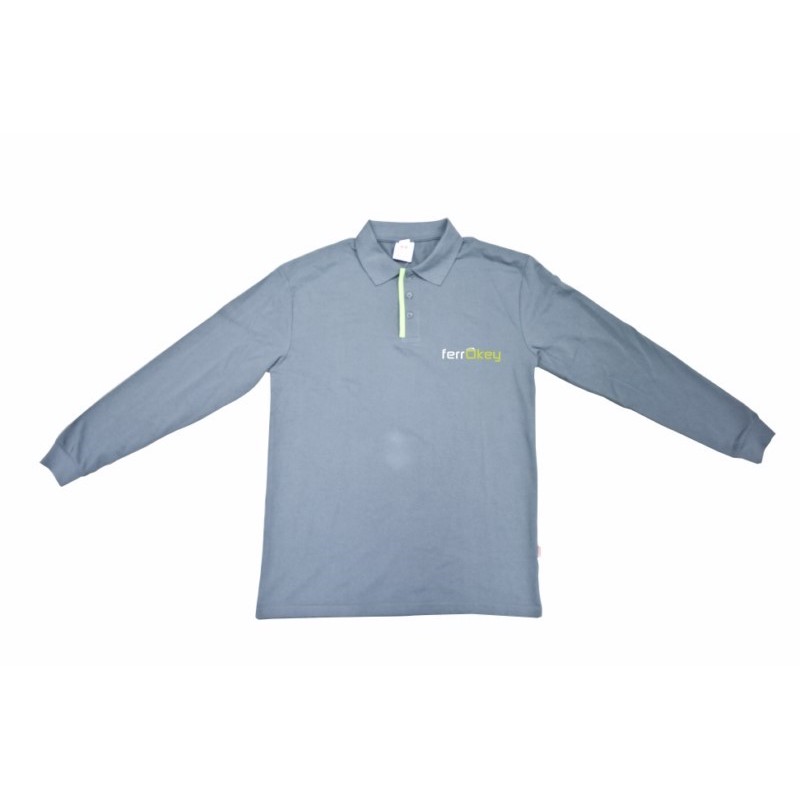 POLO TRABAJO M/LARGA T-S GRIS/VERDE FERROKEY 1 UD FERROKEY POLO TRABAJO M/LARGA T-S GRIS/VERDE FERROKEY 1 UD FERROKEY