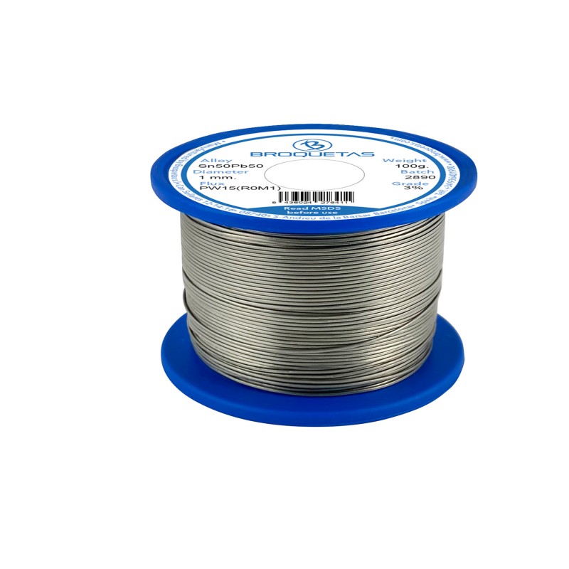 HILO DE SOLDAR ESTAÑO 50SN/ 50PB Ø 1MM 100 GR CON FLUX BROQUETAS HILO DE SOLDAR ESTAÑO 50SN/ 50PB Ø 1MM 100 GR CON FLUX BROQUETAS