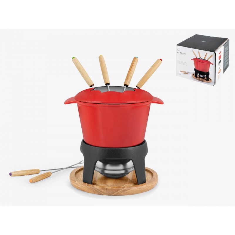 FONDUE HIERRO FUNDIDO 11 PIEZAS ROJA FONDUE HIERRO FUNDIDO 11 PIEZAS ROJA