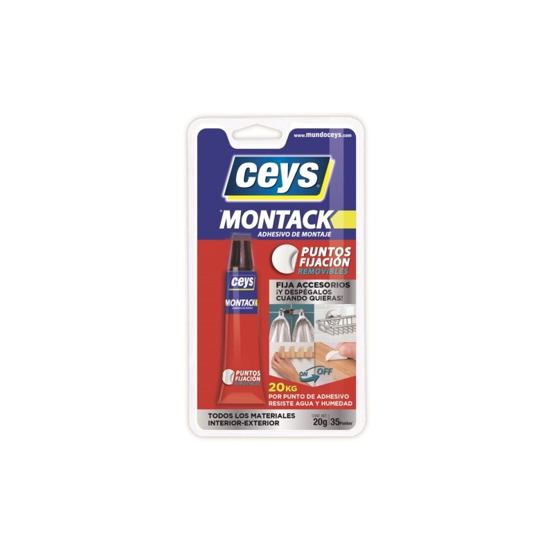 ADHESIVO MONTAJE MONTACK DESMONTABLE 20 GR CEYS ADHESIVO MONTAJE MONTACK DESMONTABLE 20 GR CEYS