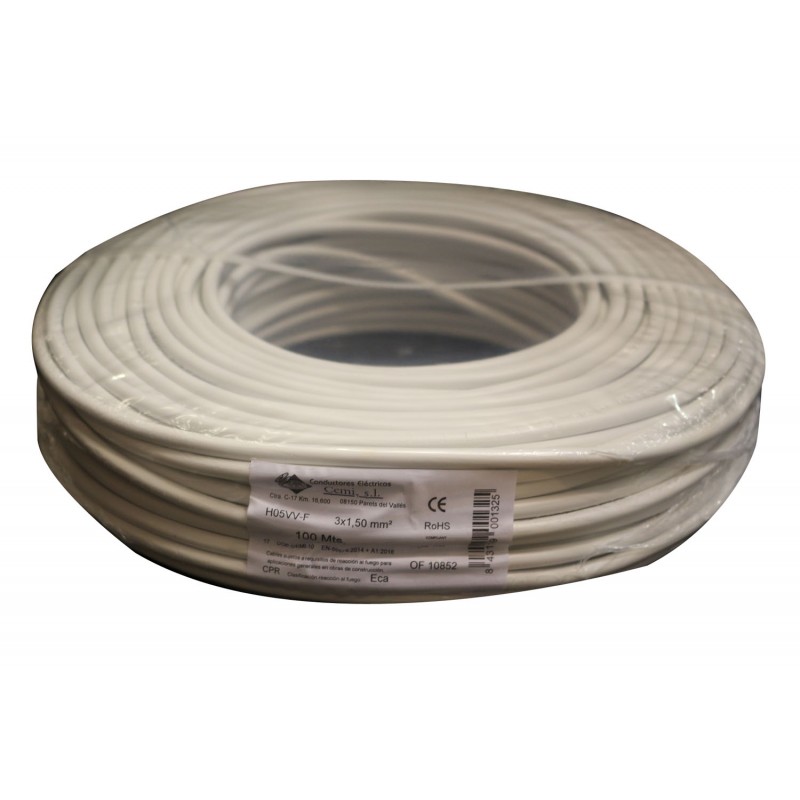 CABLE ELEC RDO MANG 500V VV-F H05VV-F TOP CABLE 3X1,5MM BL 1 BRICABLE CABLE ELEC RDO MANG 500V VV-F H05VV-F TOP CABLE 3X1,5MM BL 1 BRICABLE